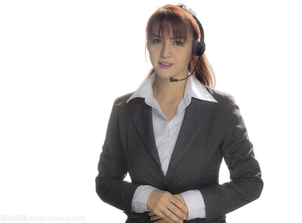 打电话给中心的女人,微笑的女商人,客户服务代理